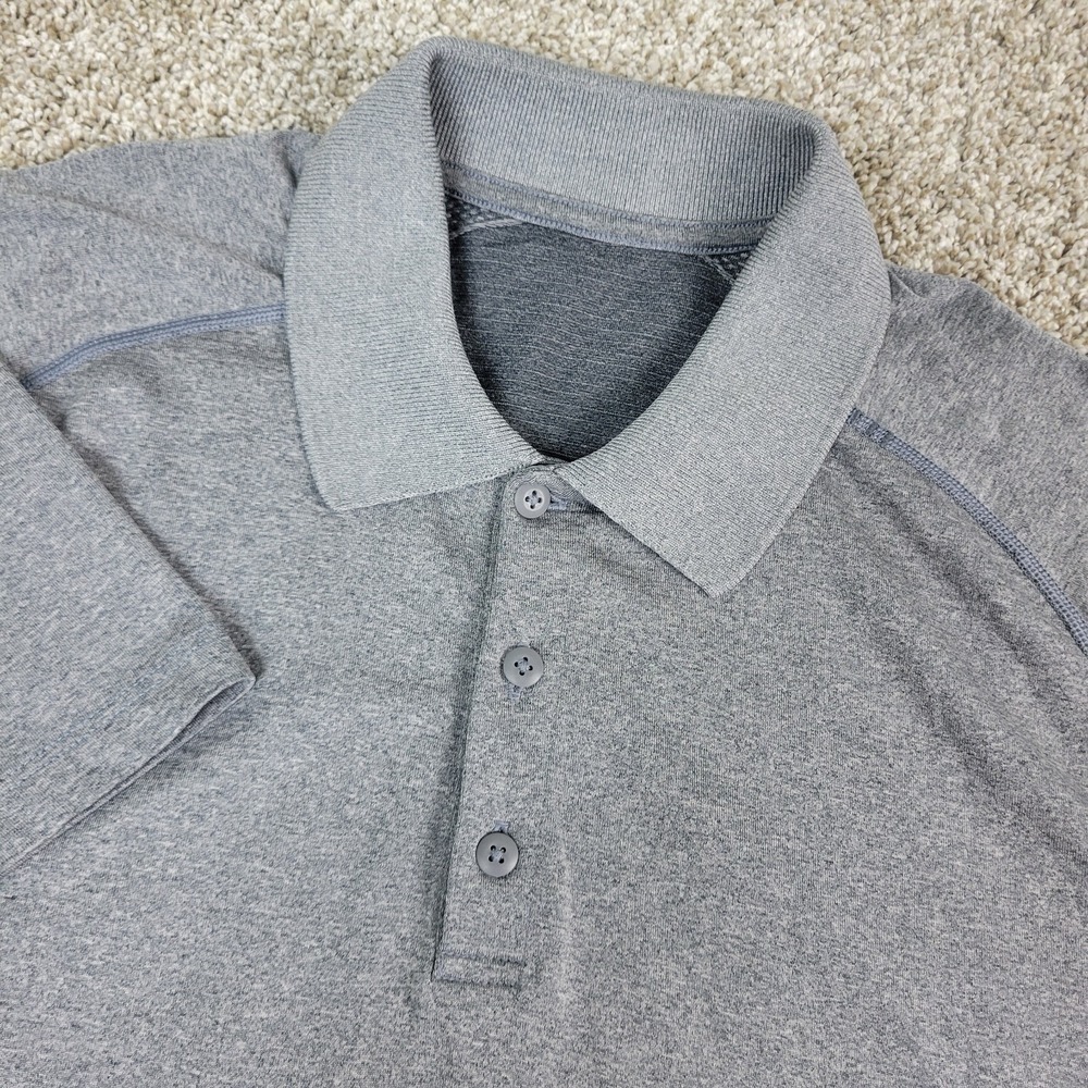 Lululemon Mens Small Solid‎ Gray Performance Stretch Polo Short Sleeve